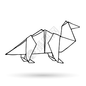 折纸涂鸦简单图标动物黑色收藏白色折叠墨水草图轮胎三角形插图背景图片