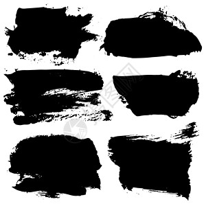 一套黑色墨水矢量染色框架写意插图刷子画笔绘画边界收藏横幅草图背景图片