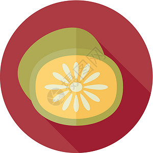 基维茨长阴影的基维平面图标饮食插图食物果汁营养水果插画