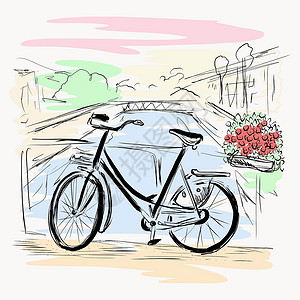 在图形万科桥上的自行车背景图片