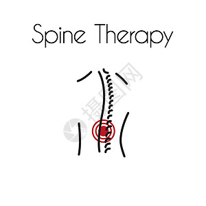 腰部疼痛年轻马的矢量背痛线性图标情况损害成人病人外科身体标识药品诊断脊柱插画