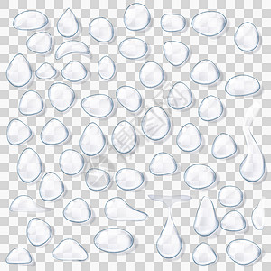 逼真雨滴效果图一套透明逼真纯清水滴宏观雨滴艺术生态液体白色气泡插图环境水滴插画