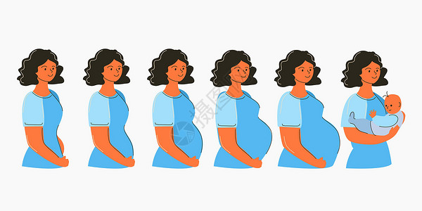 出生婴儿妇女在孩子出生前的怀孕阶段设计图片