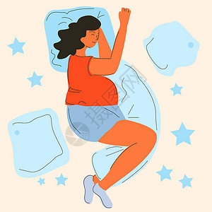 小憩的女孩睡在枕头上的孕妇设计图片