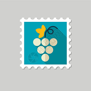 长相思葡萄带有长影子的葡萄扁平邮票邮资邮票水果果汁标签饮食食物贴纸邮政插图插画