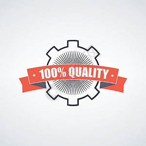 客户标签高质量的客户支持服务标志  100 质量保证标签 齿轮齿轮 种群矢量图分离插画