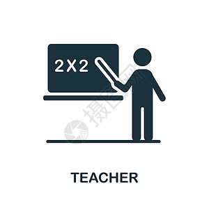 教师标志教师图标 学校教育收藏中的单色标志 网页设计信息图表和 mor 的创意教师图标插图设计图片