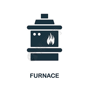 冶炼炉图标 来自机械收藏的单色标志 用于网页设计信息图表和铁道部的创意熔炉图标插图插画