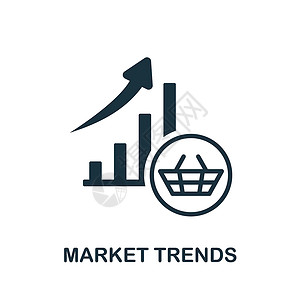 市场风险市场趋势图标 市场经济收藏中的单色标志 用于网页设计信息图表和 mor 的创意市场趋势图标说明插画