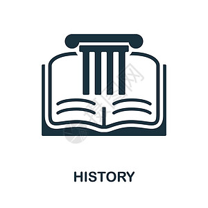 文学历史历史图标 学校教育收藏中的单色标志 网页设计信息图表和 mor 的创意历史图标插图插画