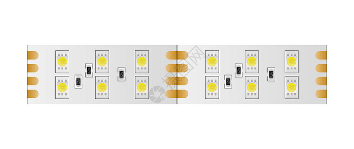 led驱动电源孤立在白色背景上的 LED 带  LED灯带特写 现实矢量电子安全生态芯片光灯半导体力量灯泡贴片电气插画