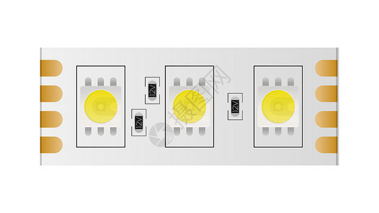 孤立在白色背景上的 LED 带  LED灯带特写 现实矢量条纹磁带生态活力发射光灯力量芯片安全半导体插画