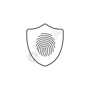 盾牌内的指纹 生物识别安全扫描 保护的概念 数据安全和信息安全 在白色背景上孤立的种群矢量图商业网络拇指标识生物警卫隐私软件屏幕背景图片