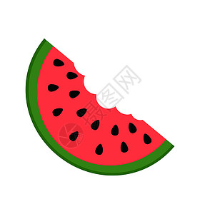 西瓜图标矢量平板 白上隔离水果食物红色白色营养绿色饮食甜点网络背景
