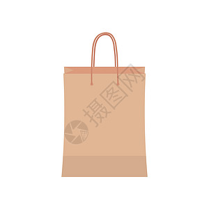 工艺纸袋在购物的纸袋的平面矢量绘图 午餐袋 产品的天然环保包装 食品杂货配送 它制作图案涂鸦插画