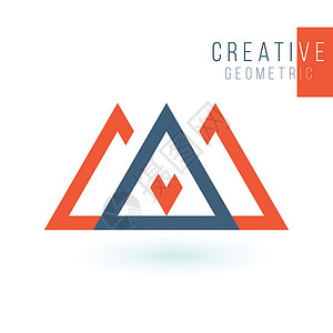 公司徽标的创意蓝色三位一体未来派三角形符号设计 三山企业技术几何身份概念 在白色背景上孤立的股票矢量图创新工作室三位一体营销三角设计图片