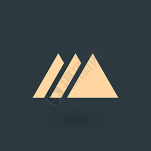 一池三山公司徽标的创意蓝色三位一体未来派三角形符号设计 三山企业技术几何身份概念 在绿色背景上孤立的股票矢量图设计图片