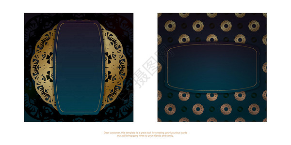 使用印度金饰品的蓝色梯度宣传册模板 供设计之用横幅帆布技术墙纸坡度艺术金属网络插图卡片背景图片