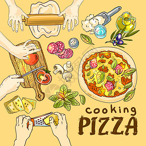 披萨面团披萨热烹饪餐厅黑板菠萝胡椒食物菜单插图香菜香肠蔬菜插画