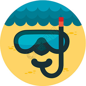 带有长阴影的潜水遮罩平面图标管子冒险眼镜旅行海浪运动闲暇插图假期潜水员背景图片