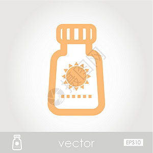 太阳屏幕矢量图标奶油系数防晒橙子插图身体海滩晒黑塑料瓶子背景图片