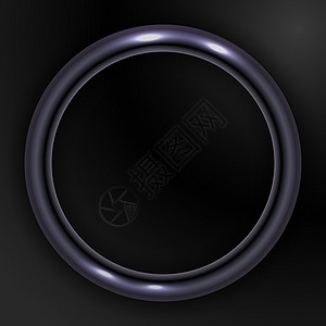 黑色背景上带深金属环的矢量设计技术盒子阴影危险奢华反射标签广告插图辉光背景图片