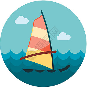 棋盘风浪图图标 夏季 假期木板海洋运动帆板风帆海滩插图冲浪者冲浪冲浪板背景图片