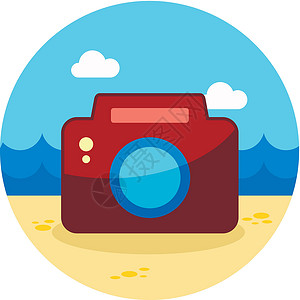 摄影相机图标 夏季 假期摄影师海浪插图照片镜片海滩背景图片
