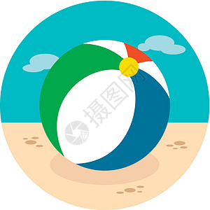 Beach Ball 图标 夏季 假期运动乐趣沙滩红色插图游戏玩具闲暇气球背景图片