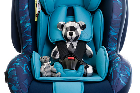 婴儿汽车座椅蓝儿童安全座新生乘客安全带事故玩具熊汽车父母软垫婴儿安全背景