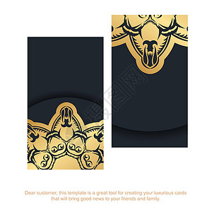 黑金色经典名片金色曼达拉装饰品的黑名片 为了你的个性条纹网络横幅魅力插图装饰礼物框架奢华卷曲插画