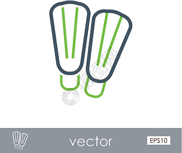 Flippers 大纲图标 夏天 假期海洋潜水员插图塑料潜水游泳运动海滩旅行浮潜背景图片