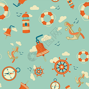 龙虾主题素材海运模式龙虾海浪灯塔海鲜沙滩衣服天空螃蟹帽子贝壳插画