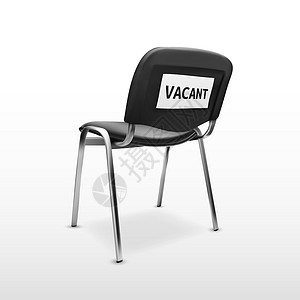 3D 现代办公椅黑布与空置标志工人座位插图风格客户创造力面试猎人工作家具插画