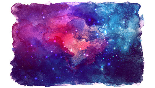 矢量宇宙插画 美丽多彩的空间背景 水彩宇宙星系星光星空魔法星星艺术紫色行星插图太空背景图片
