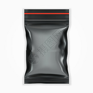 带密封圈塑料袋带 Ziploc 的黑色空白填充塑料袋插画