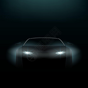 黑暗中的汽车现实汽车在黑暗中 正面竞争大灯秘密光束机械力量运输服务经销商轿跑车车库设计图片