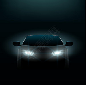 现实汽车在黑暗中 正面竞争光束秘密跑车插图维修大灯力量车辆轿跑车机械设计图片