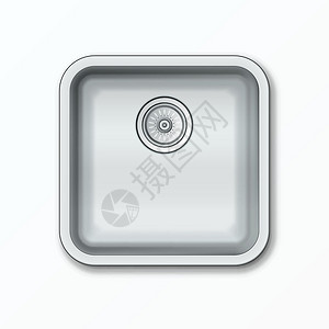 厨房水盆现实清晰的厨房罪合金盘子正方形灰色烹饪生活插图房子白色金属插画
