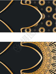 摸你黑与印度黄金模式的黑名片 用于你的联系身份卡片金子网络名片插图框架边界推介会装饰品插画