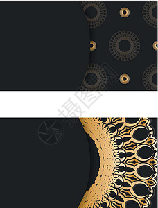 金色竖板名片黑名片 有抽象的金色模式供联系人使用推介会金子公司名片书法卡片艺术身份横幅邀请函插画
