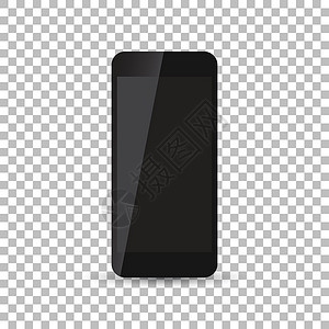 孤立背景上的黑色现实智能手机图标 现代简单的平面电话 矢量图背景图片