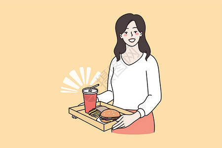 吃汉堡的女人不健康的饮食和脂肪饮食概念设计图片