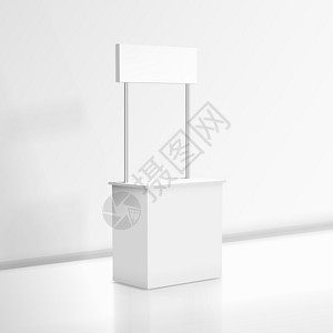 斯坦伯勒3D 逼真空白白色促销斯坦小样酒吧窗口销售展示推介会商业渲染公司打印插画
