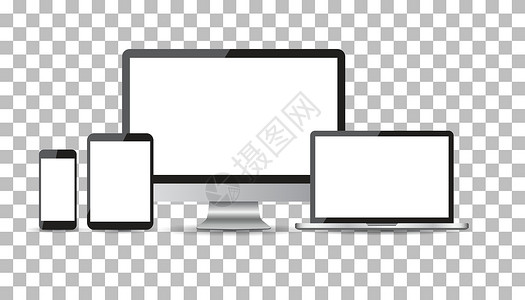 桌面展示现实设备平面图标和台式计算机 它制作图案矢量屏幕技术电脑手机网站互联网软垫网络展示笔记本插画