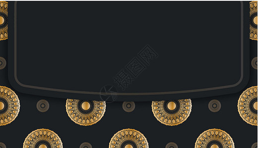 在徽标或文字下设计时使用黑色黑条带greek金色图案背景图片