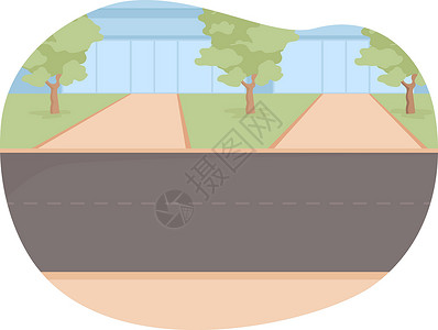 入口道路城市道路基础设施2D矢量孤立图示 2D插画