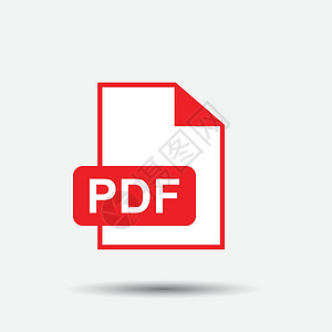 PDF 下载矢量图标 商业营销互联网概念的简单平面象形图 白色背景上的矢量图导航电脑按钮打印正方形报纸文档档案红色依恋背景图片