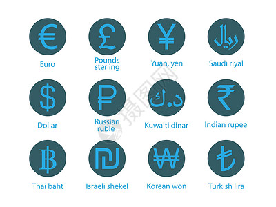 纳里亚尔货币 图标集 矢量插图 平面设计金融里拉交换速度银行价格经济信用现金卢布设计图片