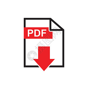 红色档案PDF 下载矢量图标 商业营销互联网概念的简单平面象形图 白色背景上的矢量图档案长方形格式网络软件红色插图按钮电子书数据插画